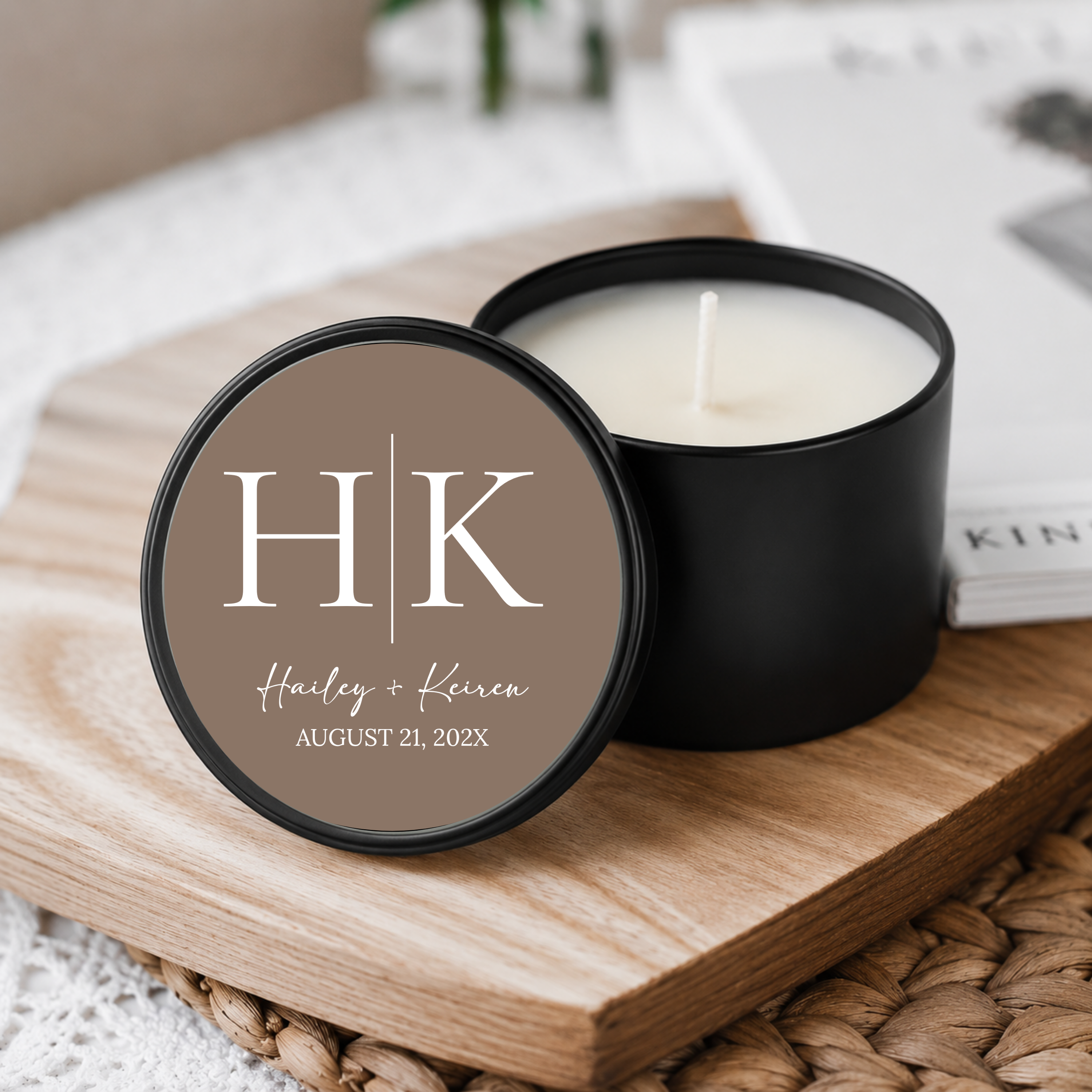 Personalized Classic Initial Wedding Favor Candle