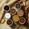Handmade Fall Candle Sampler gift set featuring eight beeswax and tallow candles in seasonal scents.