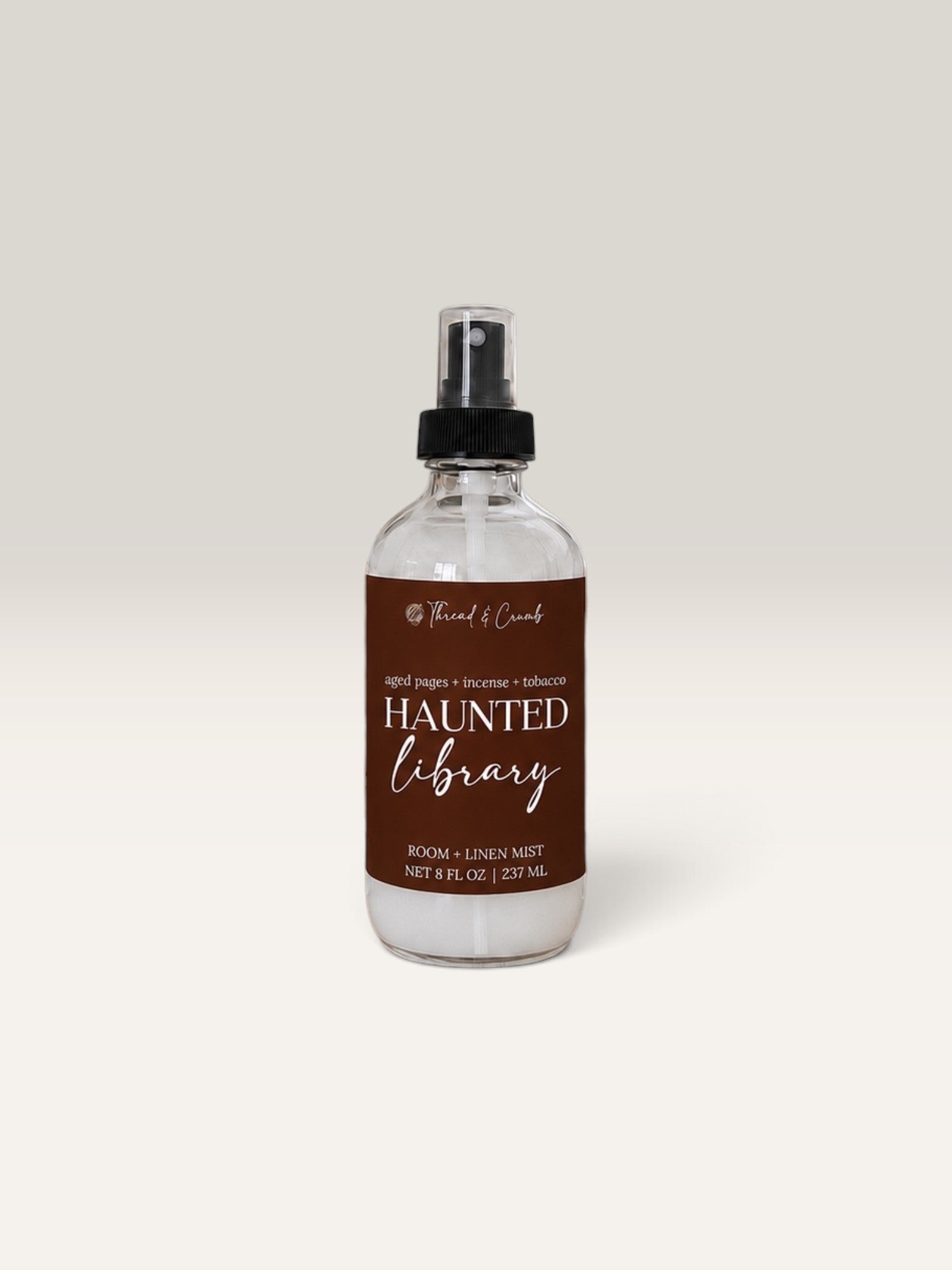 Haunted Library fall room and linen spray with aged pages, incense and tobacco fragrance notes