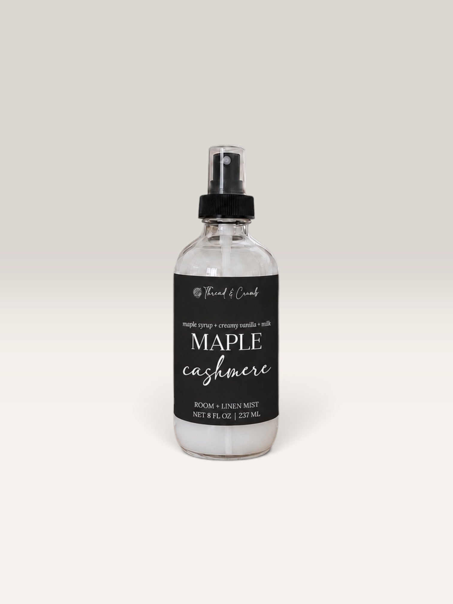 Maple Cashmere fall room and linen spray with maple syrup, creamy vanilla and milk fragrance notes