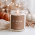Handmade Pumpkin Chai beeswax and tallow candle styled with pumpkins and cozy autumn décor.