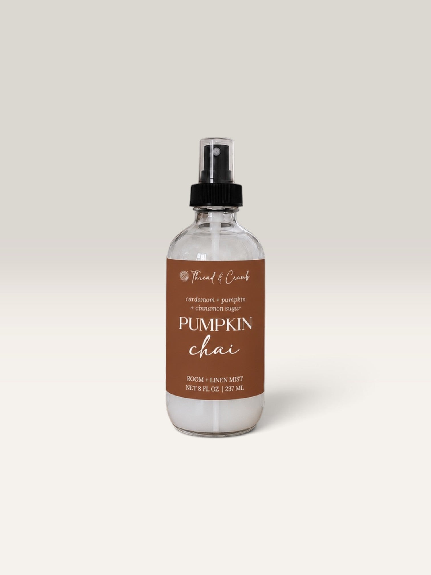Pumpkin Chai fall room and linen spray with cardamom, pumpkin and cinnamon sugar fragrance notes