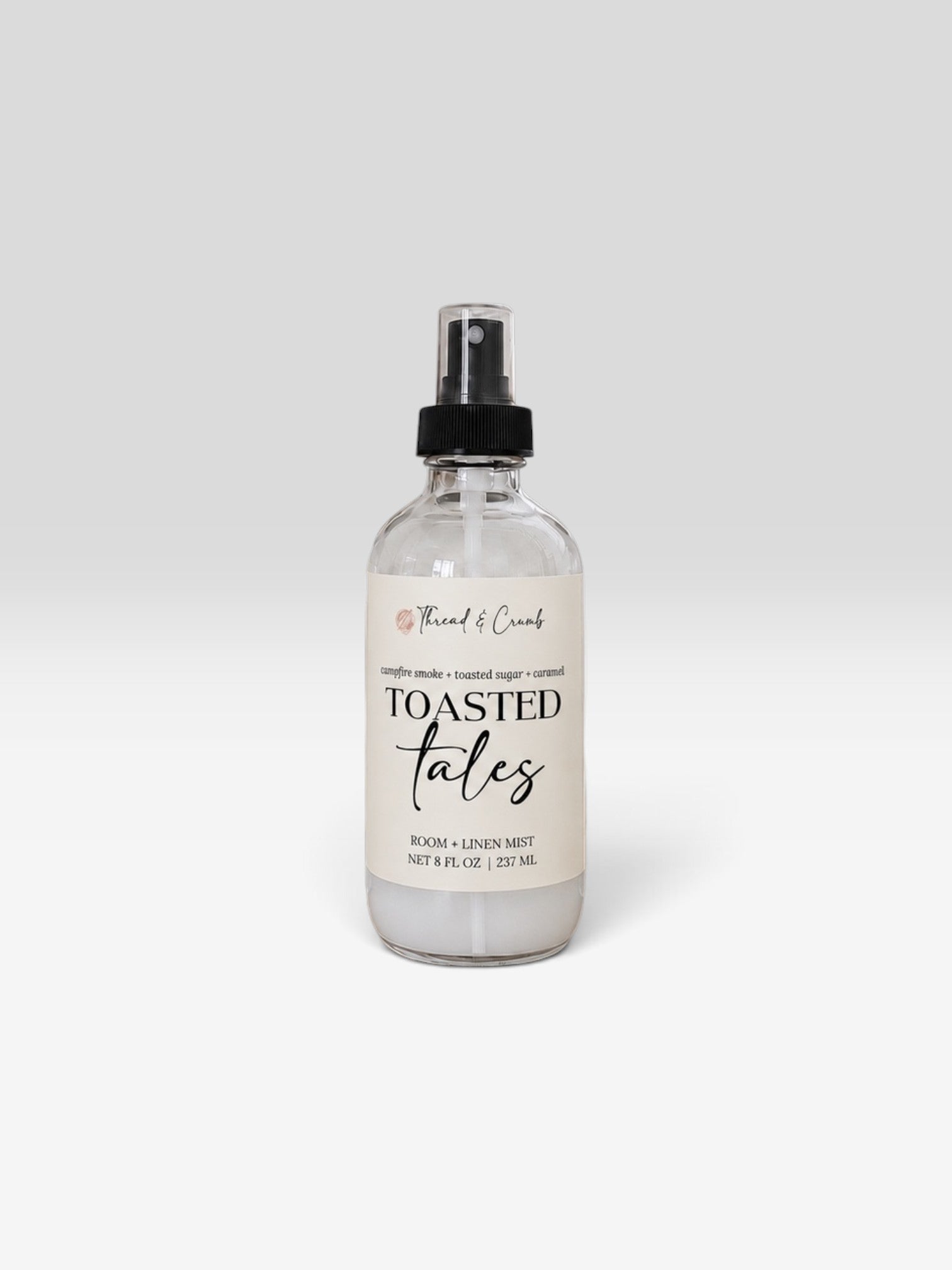 Toasted Tales fall room and linen spray with campfire smoke, toasted sugar and caramel fragrance notes